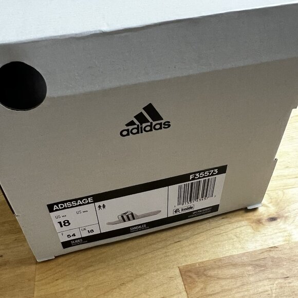 ADIDAS Adissage Slides Sandal White Whitre US Men Size‎ 18 F35573 NEW w/Box - Picture 11 of 11